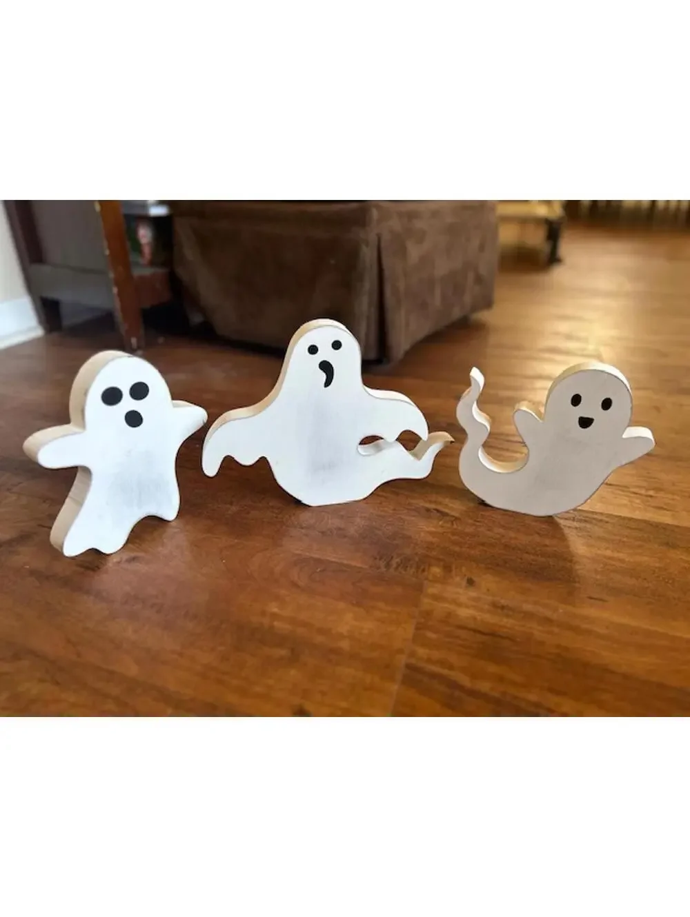 Set of 3 Wooden Ghost Halloween Decorations